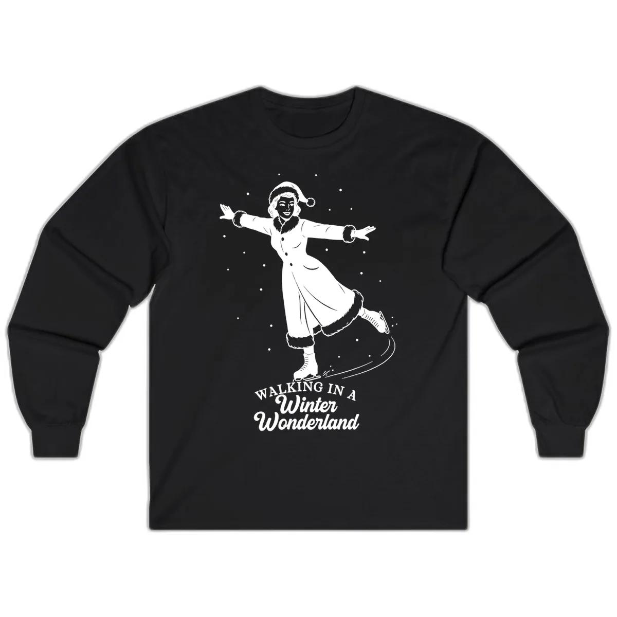 Skater In Winter Wonderland Long Sleeve in Black