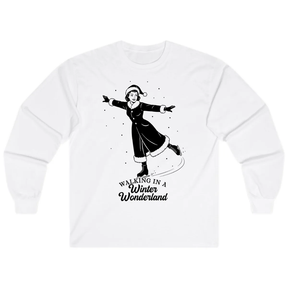 Skater In Winter Wonderland Long Sleeve in White