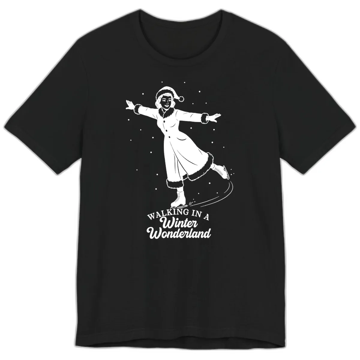 Skater In Winter Wonderland Premium T-Shirt in Black