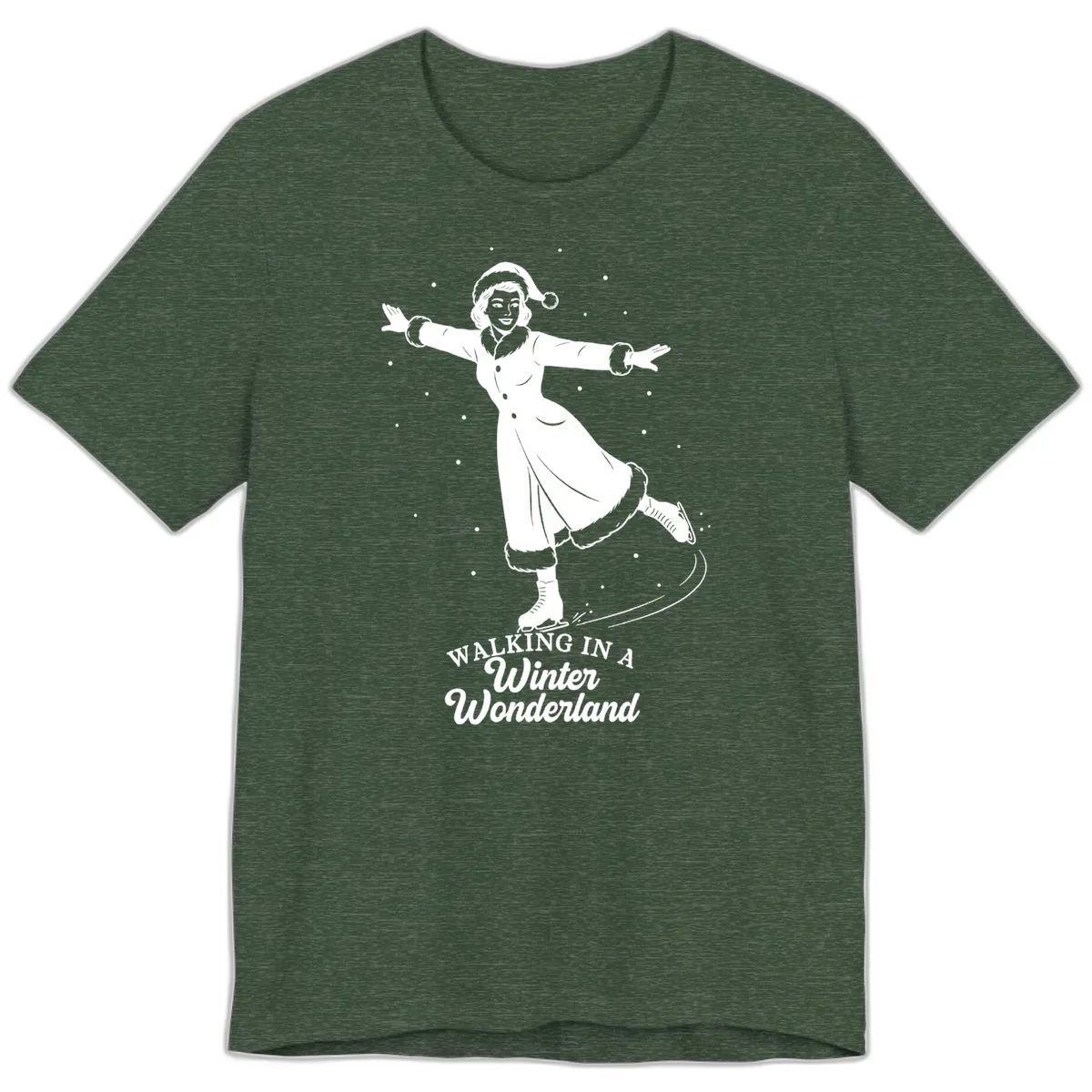 Skater In Winter Wonderland Premium T-Shirt in Heather Forest