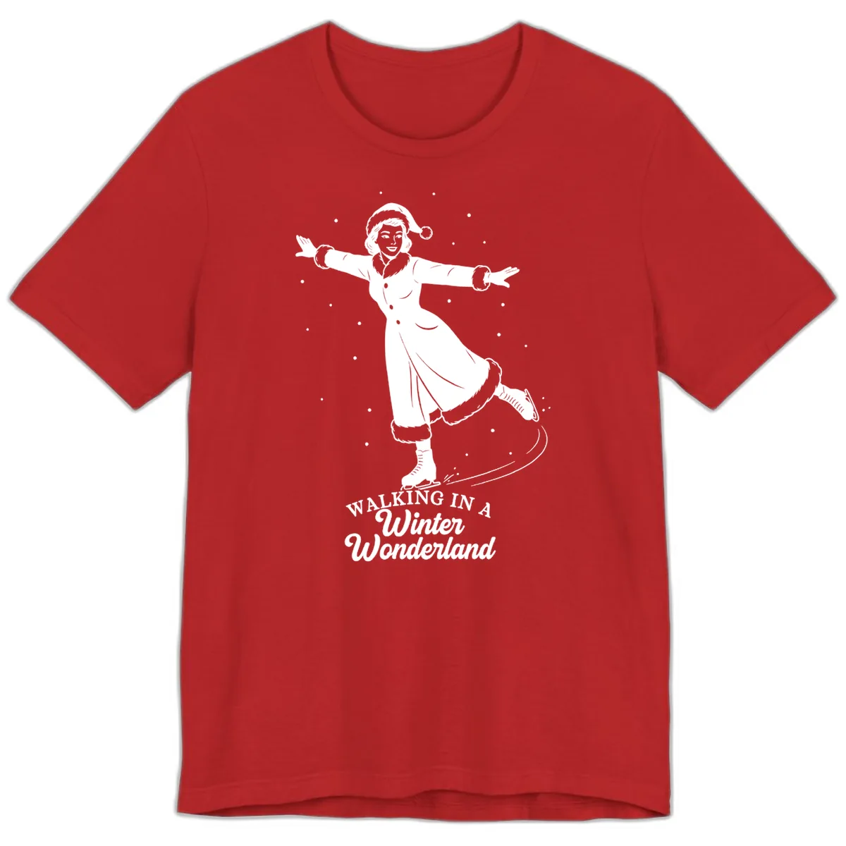 Skater In Winter Wonderland Premium T-Shirt in Red