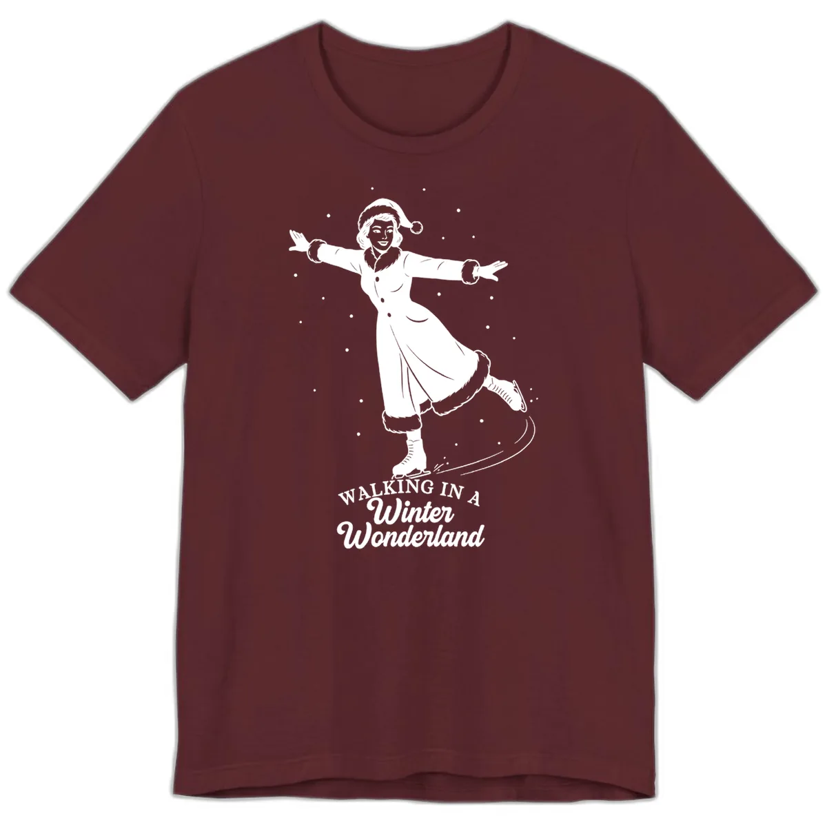 Skater In Winter Wonderland Premium T-Shirt in Maroon