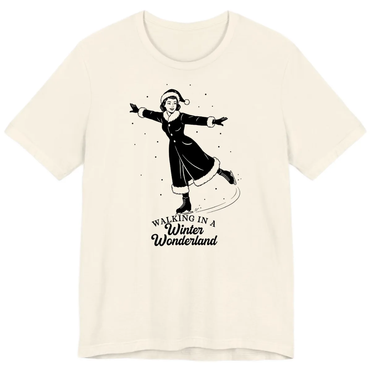 Skater In Winter Wonderland Premium T-Shirt in Natural