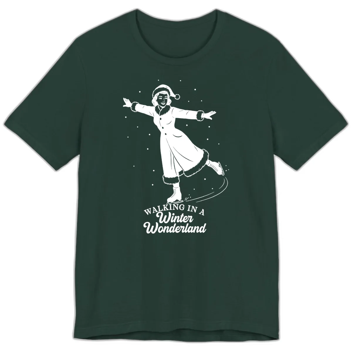 Skater In Winter Wonderland Premium T-Shirt in Forest
