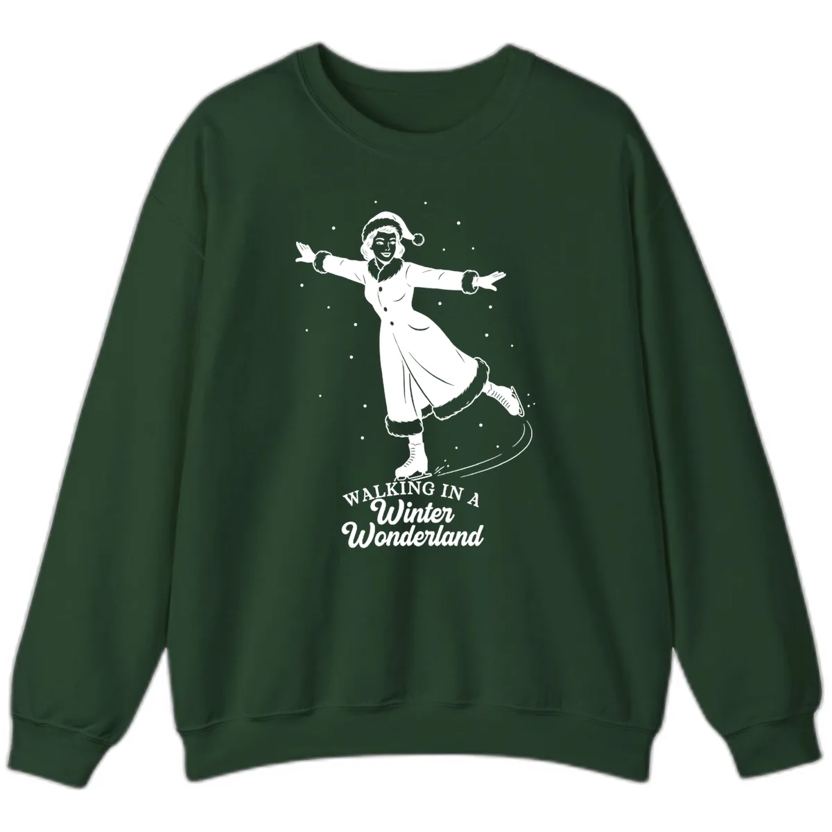 Skater In Winter Wonderland Sweatshirt in Forest Green