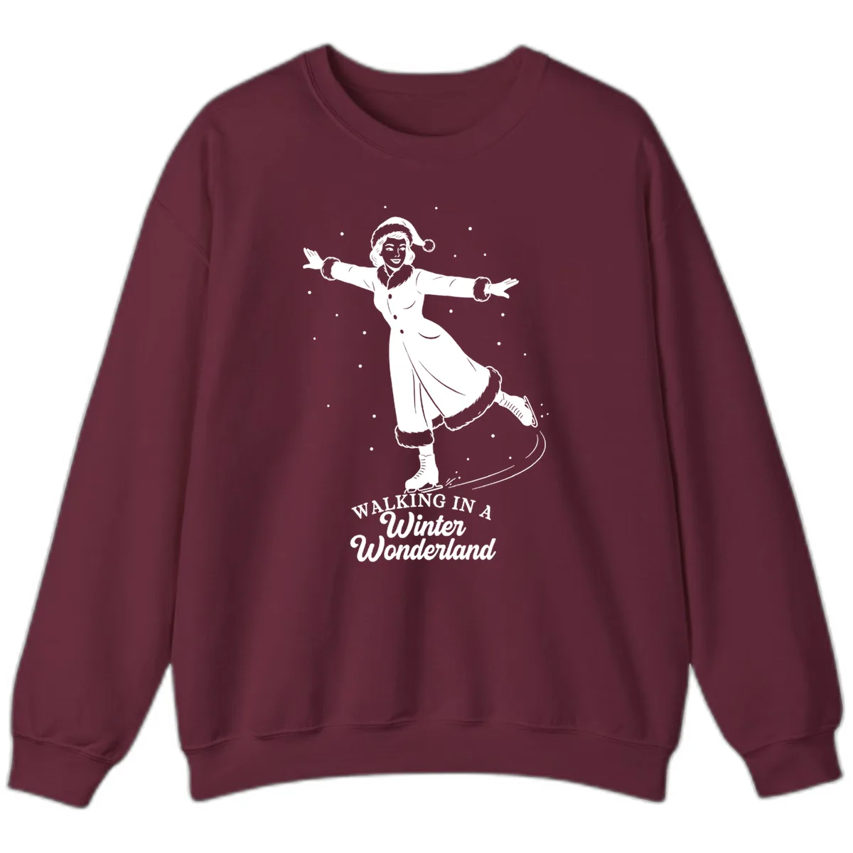 Skater In Winter Wonderland Sweatshirt in Maroon