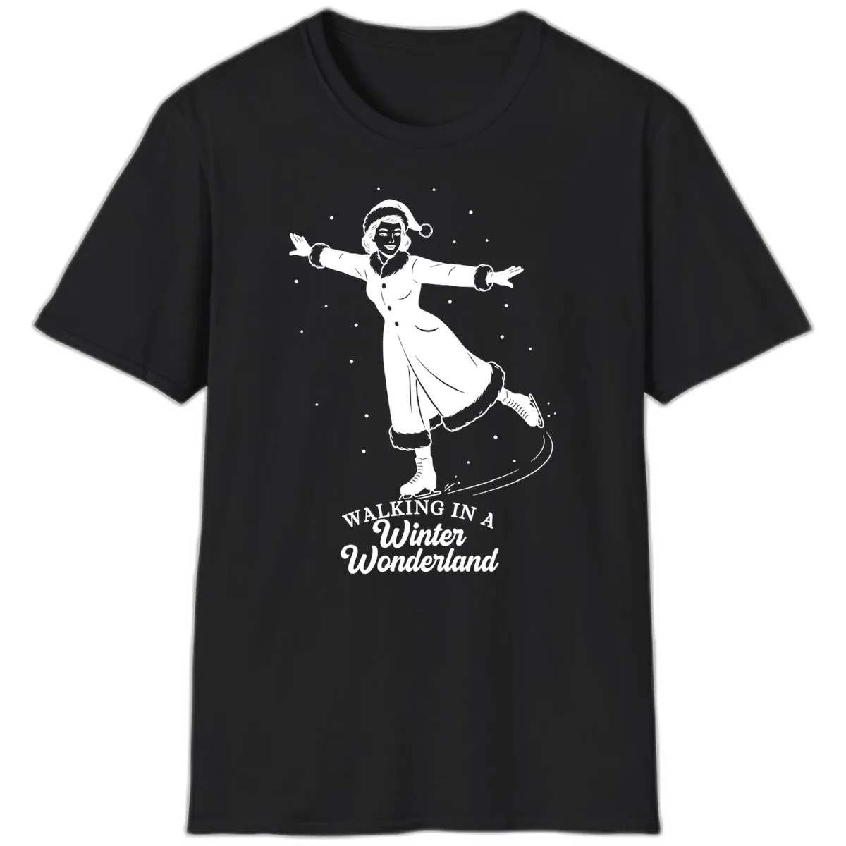 Skater In Winter Wonderland T-Shirt in Black