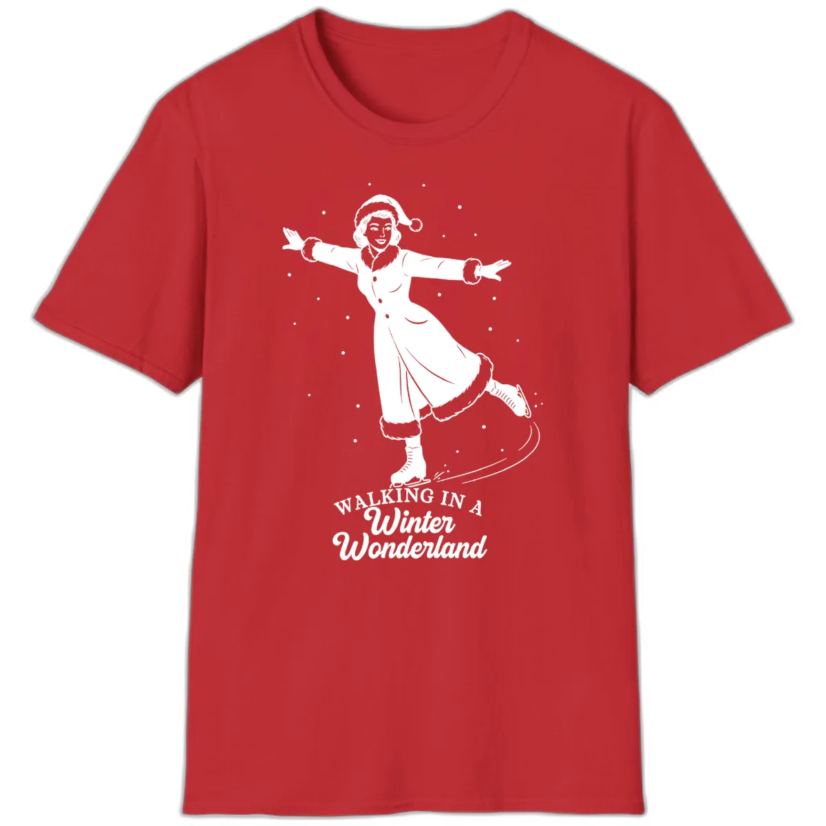 Skater In Winter Wonderland T-Shirt in Red