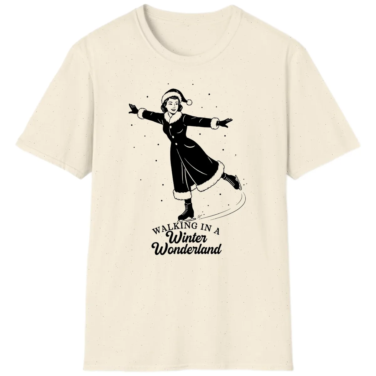 Skater In Winter Wonderland T-Shirt in Natural