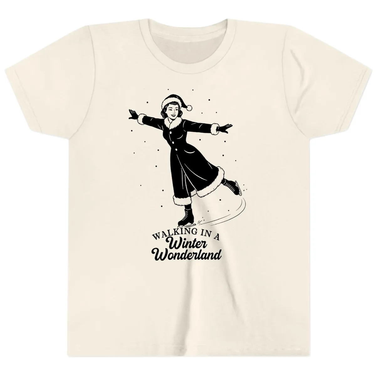 Skater In Winter Wonderland Youth T-Shirt in Natural