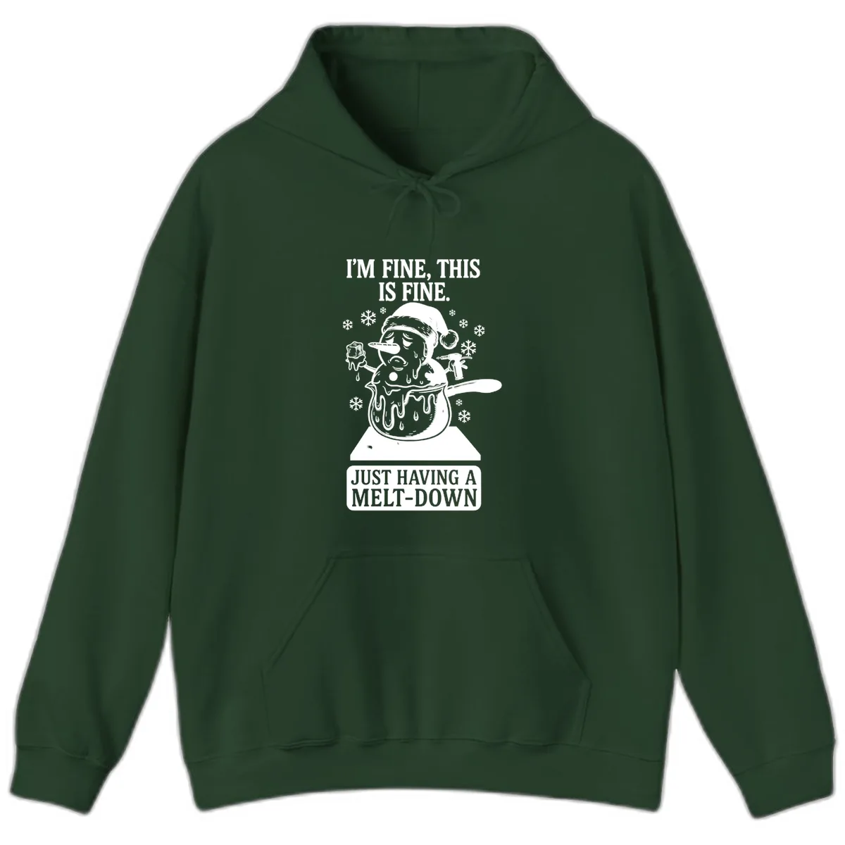 Melting Snowman Meltdown Hoodie in Forest Green