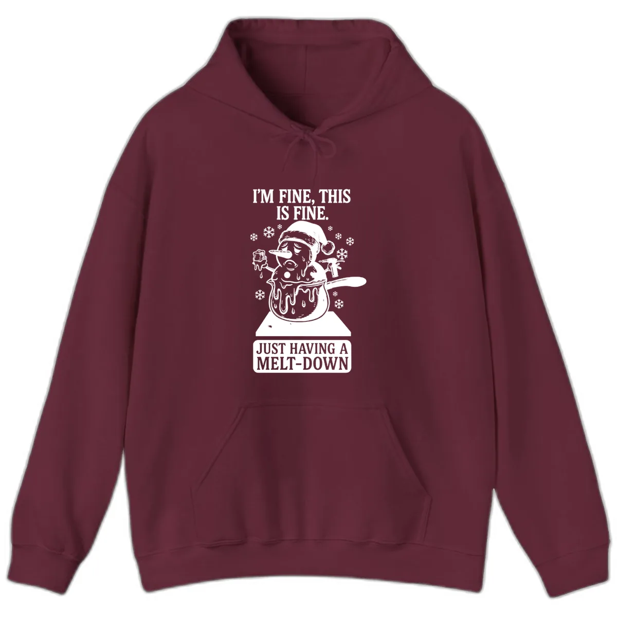 Melting Snowman Meltdown Hoodie in Maroon