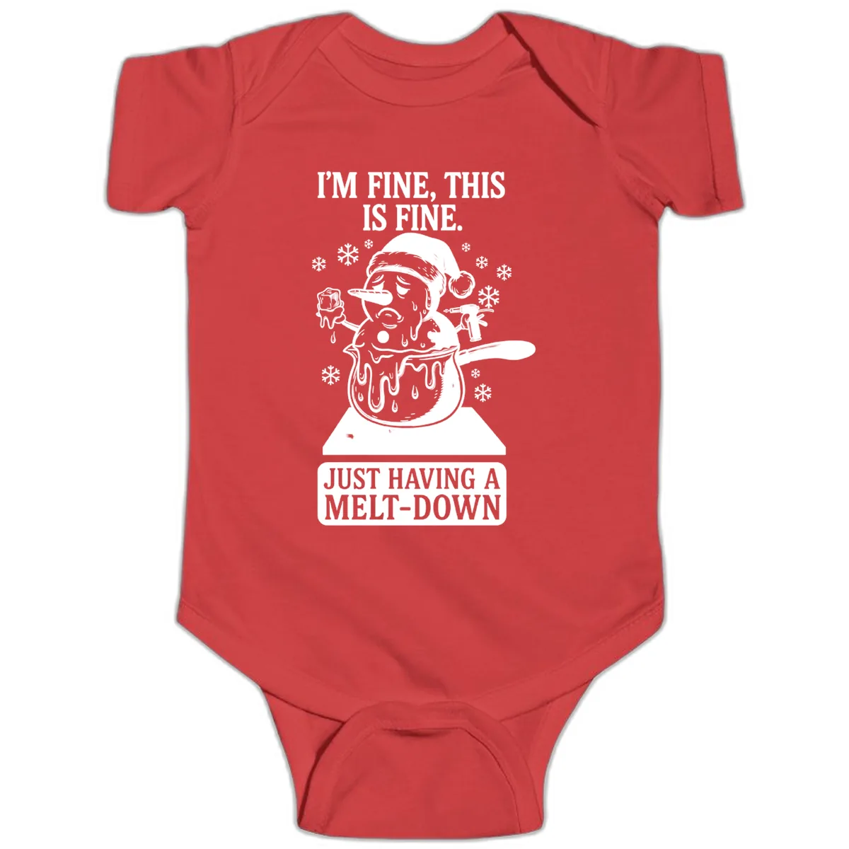 Melting Snowman Meltdown Baby Onesie in Red