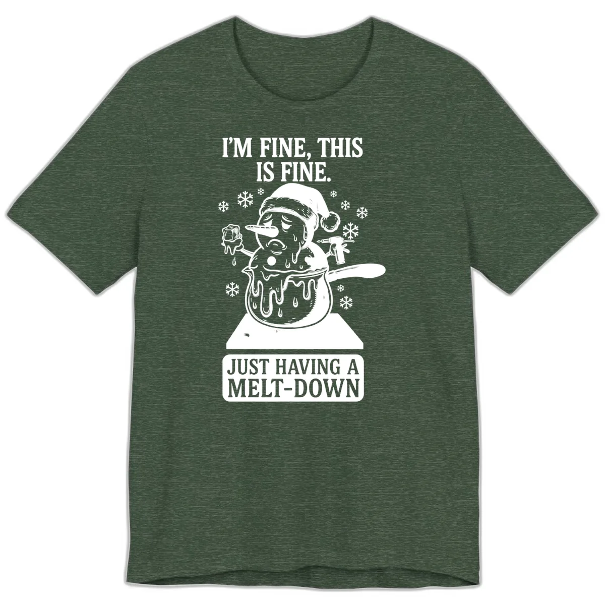 Melting Snowman Meltdown Premium T-Shirt in Heather Forest