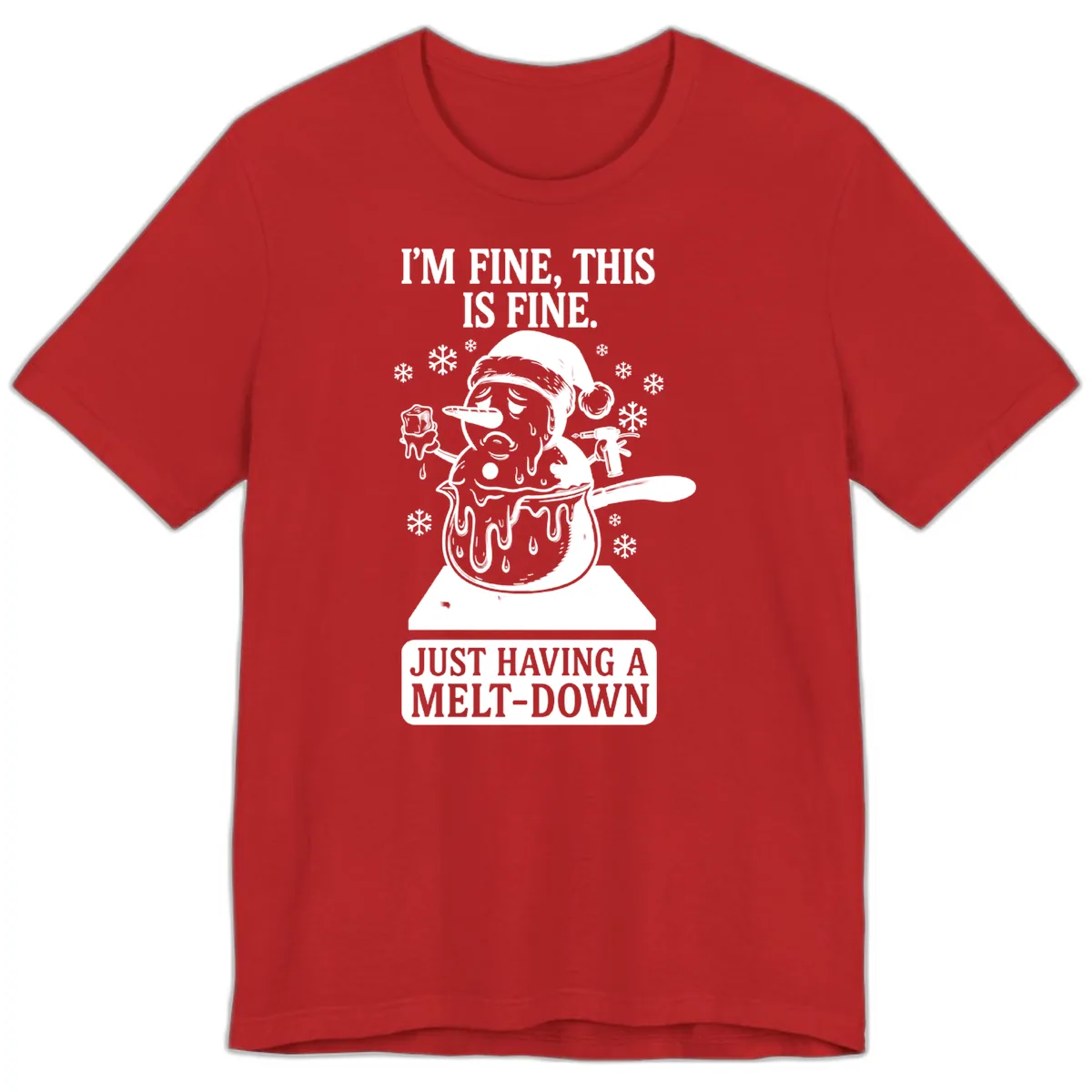 Melting Snowman Meltdown Premium T-Shirt in Red