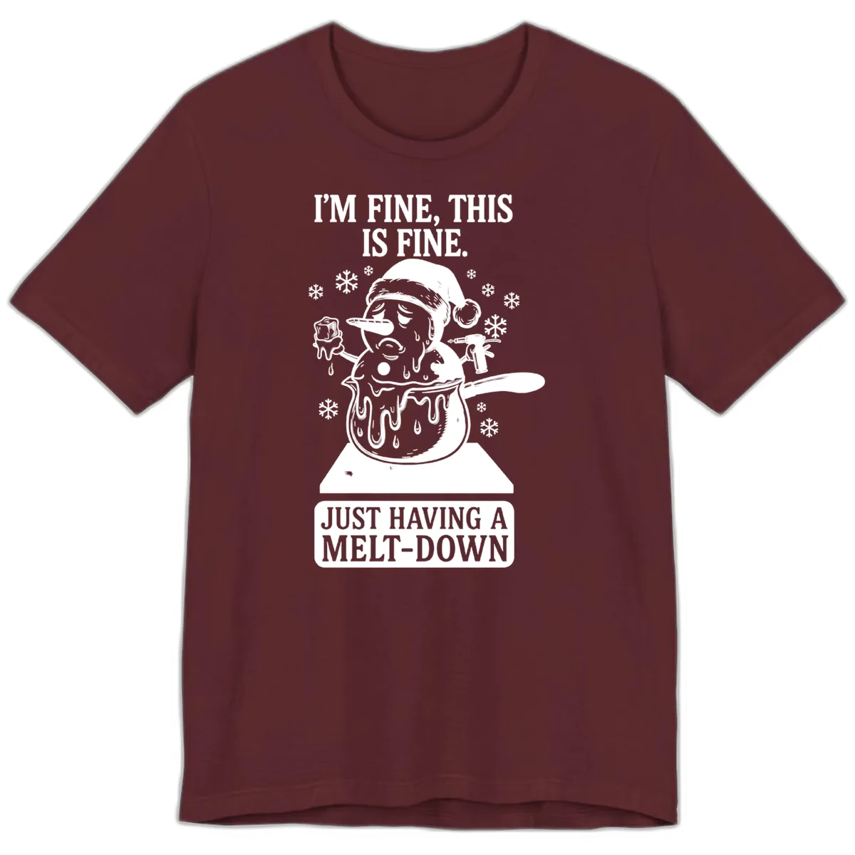 Melting Snowman Meltdown Premium T-Shirt in Maroon