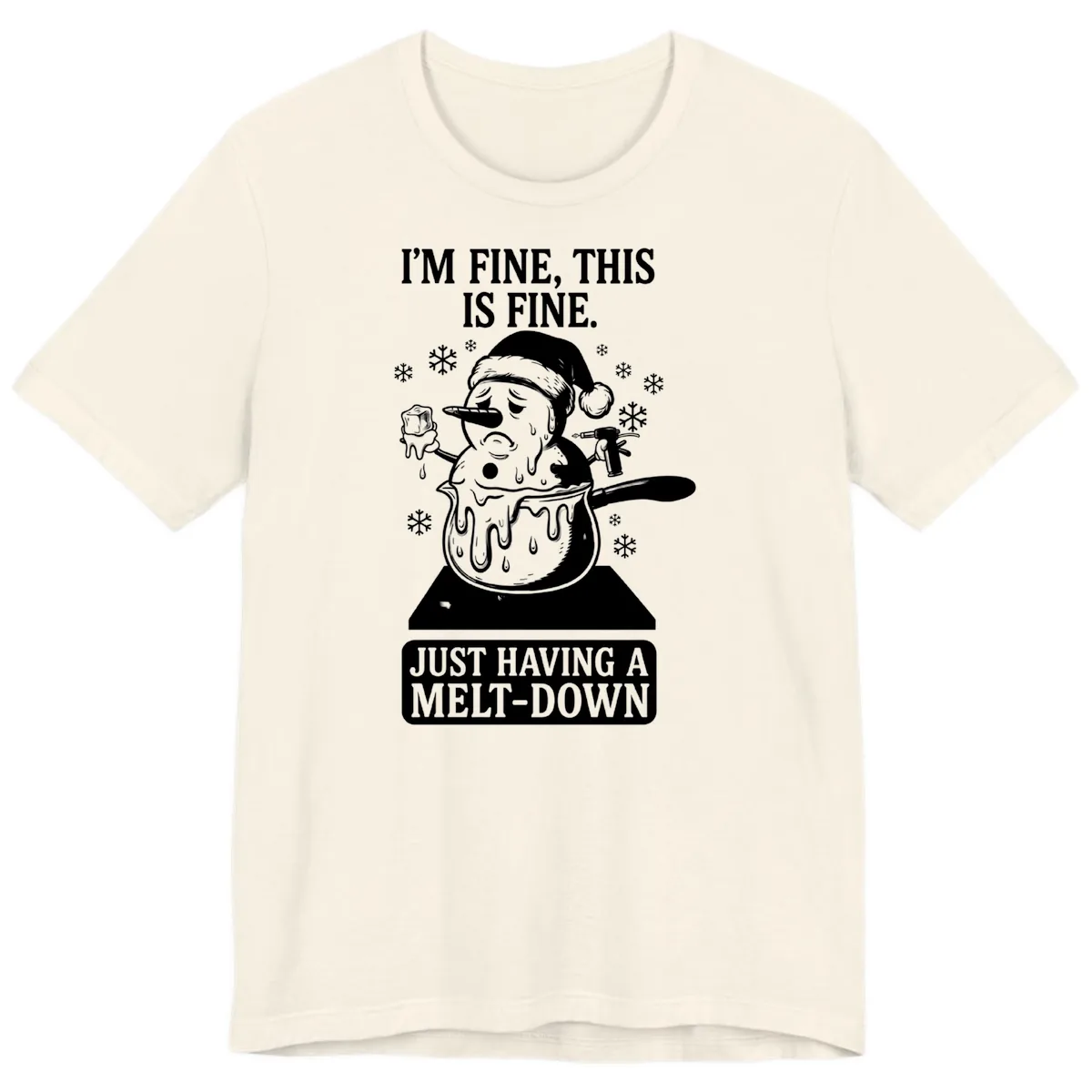 Melting Snowman Meltdown Premium T-Shirt in Natural