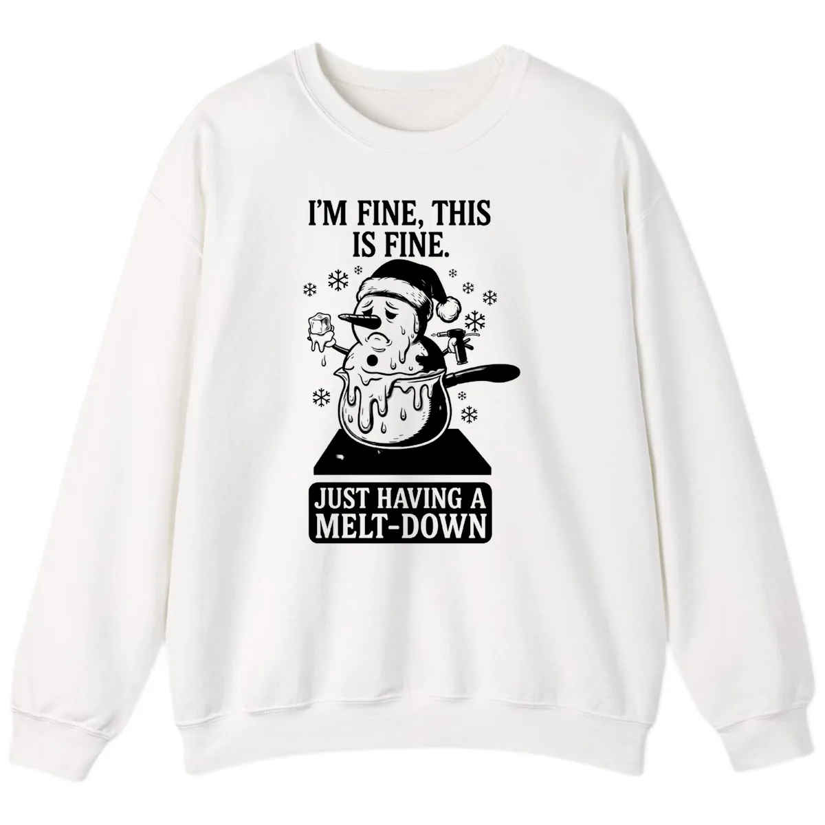 Melting Snowman Meltdown Sweatshirt in White