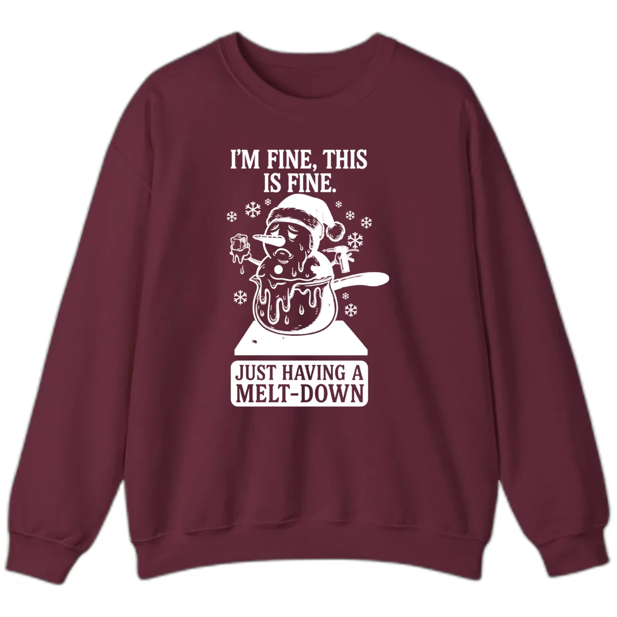 Melting Snowman Meltdown Sweatshirt in Maroon