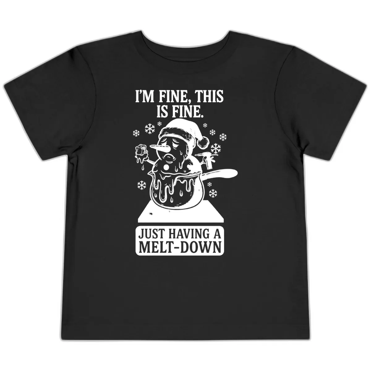 Melting Snowman Meltdown Toddler T-Shirt in Black