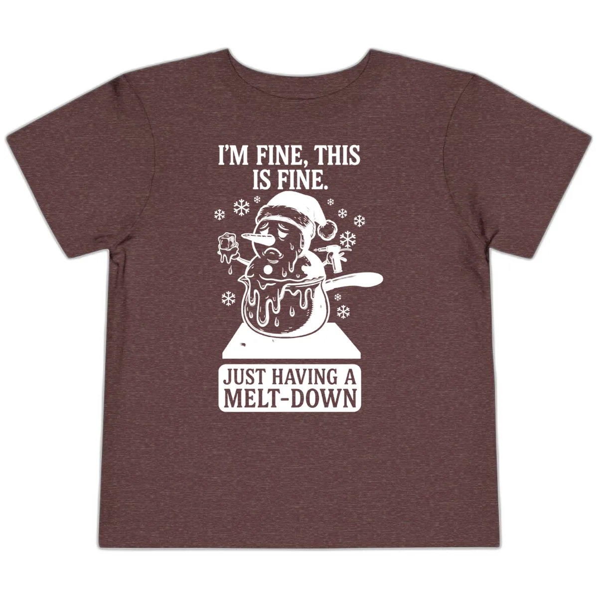 Melting Snowman Meltdown Toddler T-Shirt in Heather Maroon