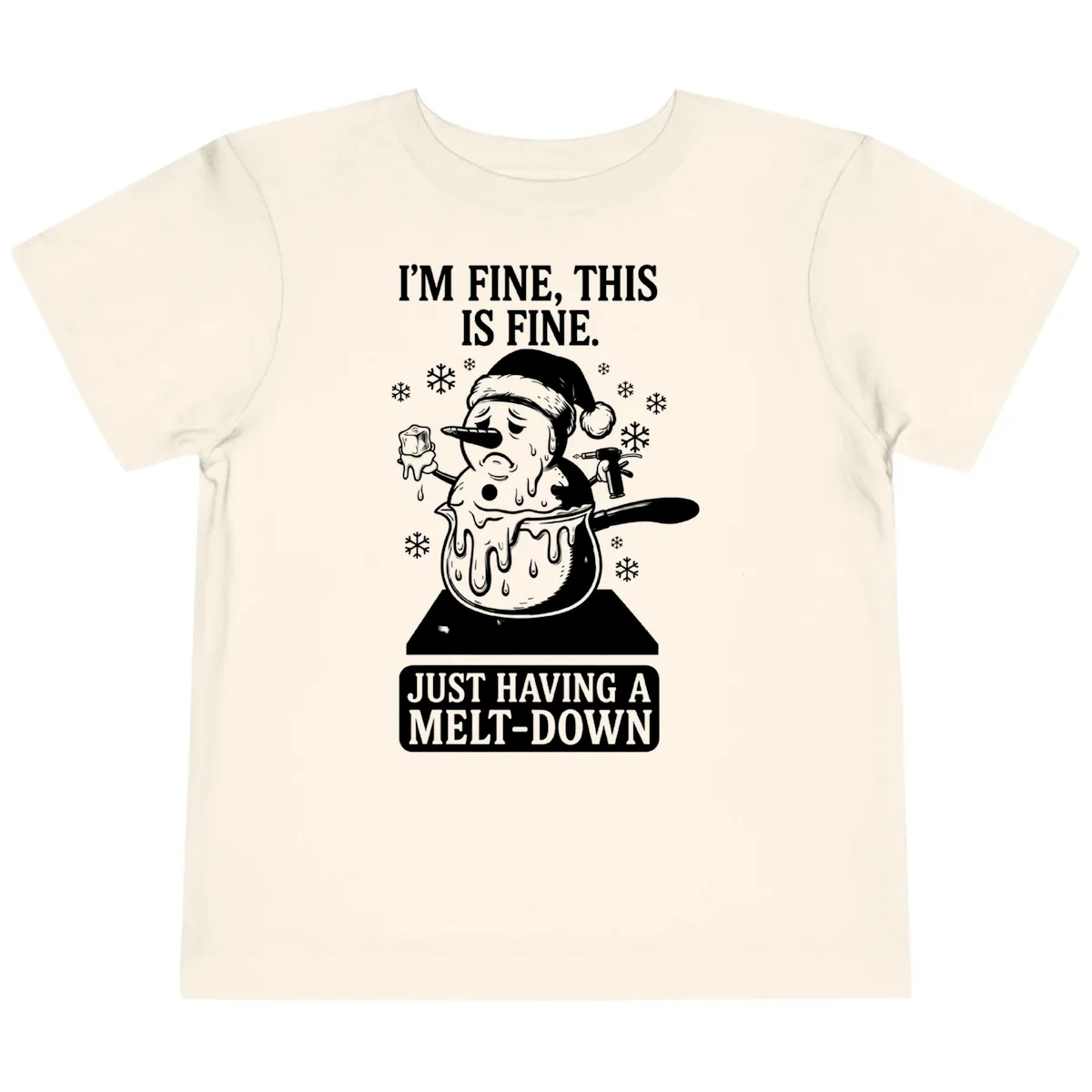 Melting Snowman Meltdown Toddler T-Shirt in Natural