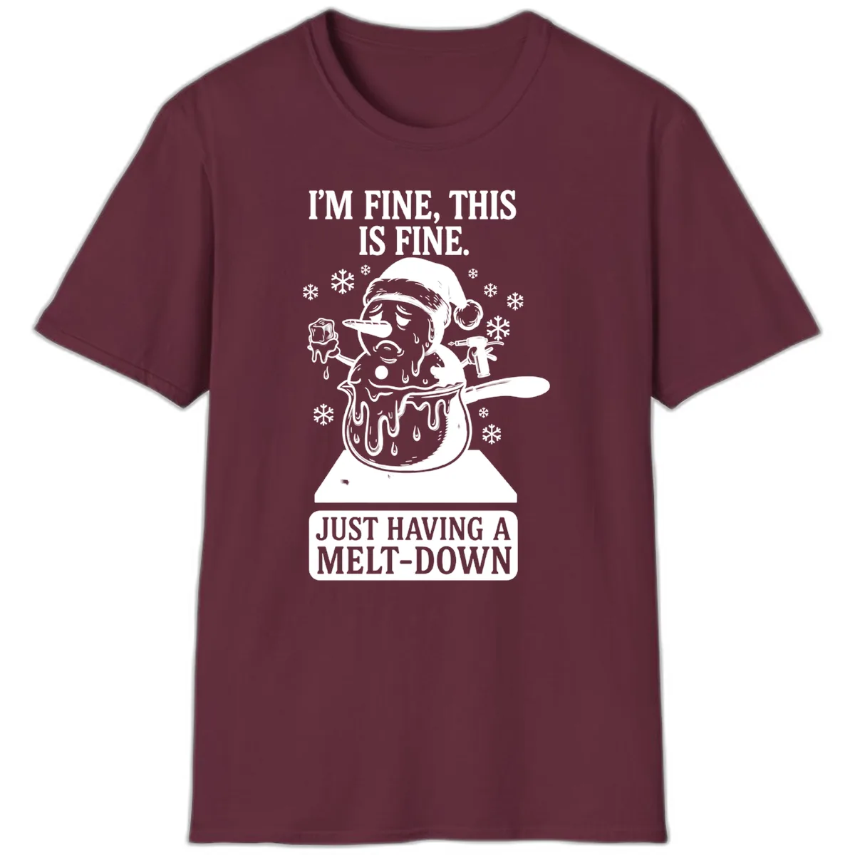 Melting Snowman Meltdown T-Shirt in Maroon