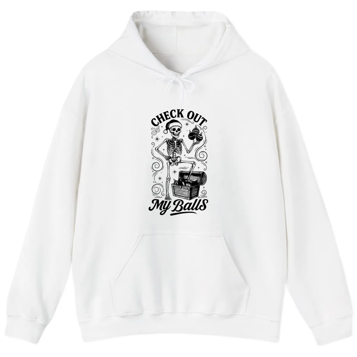 Skeleton Christmas Balls Hoodie in White
