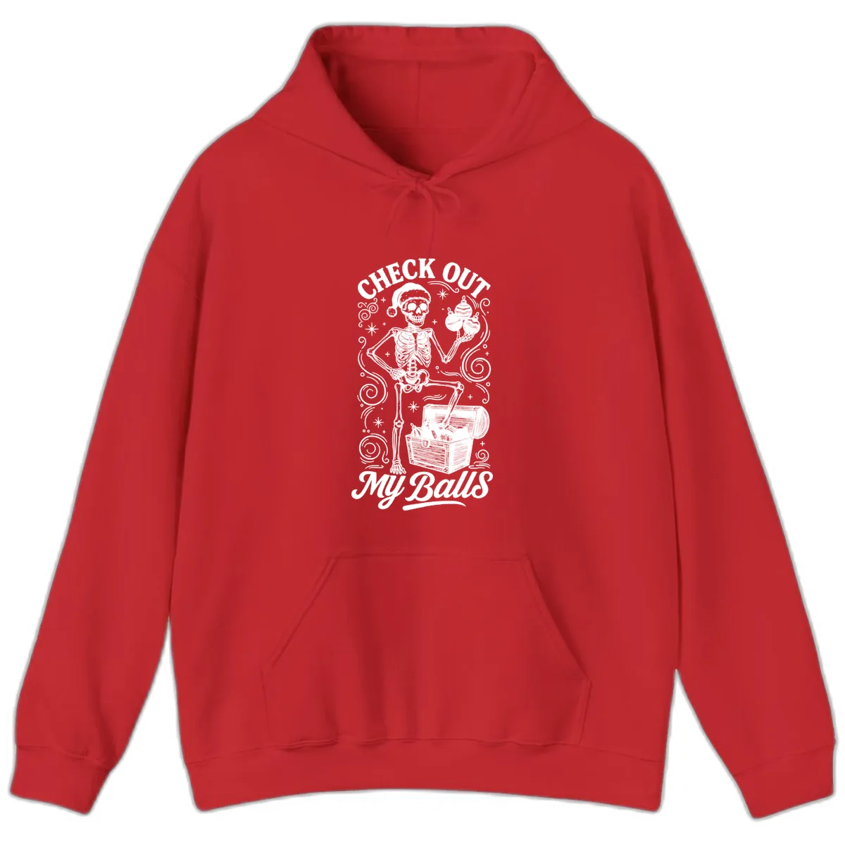 Skeleton Christmas Balls Hoodie in Red