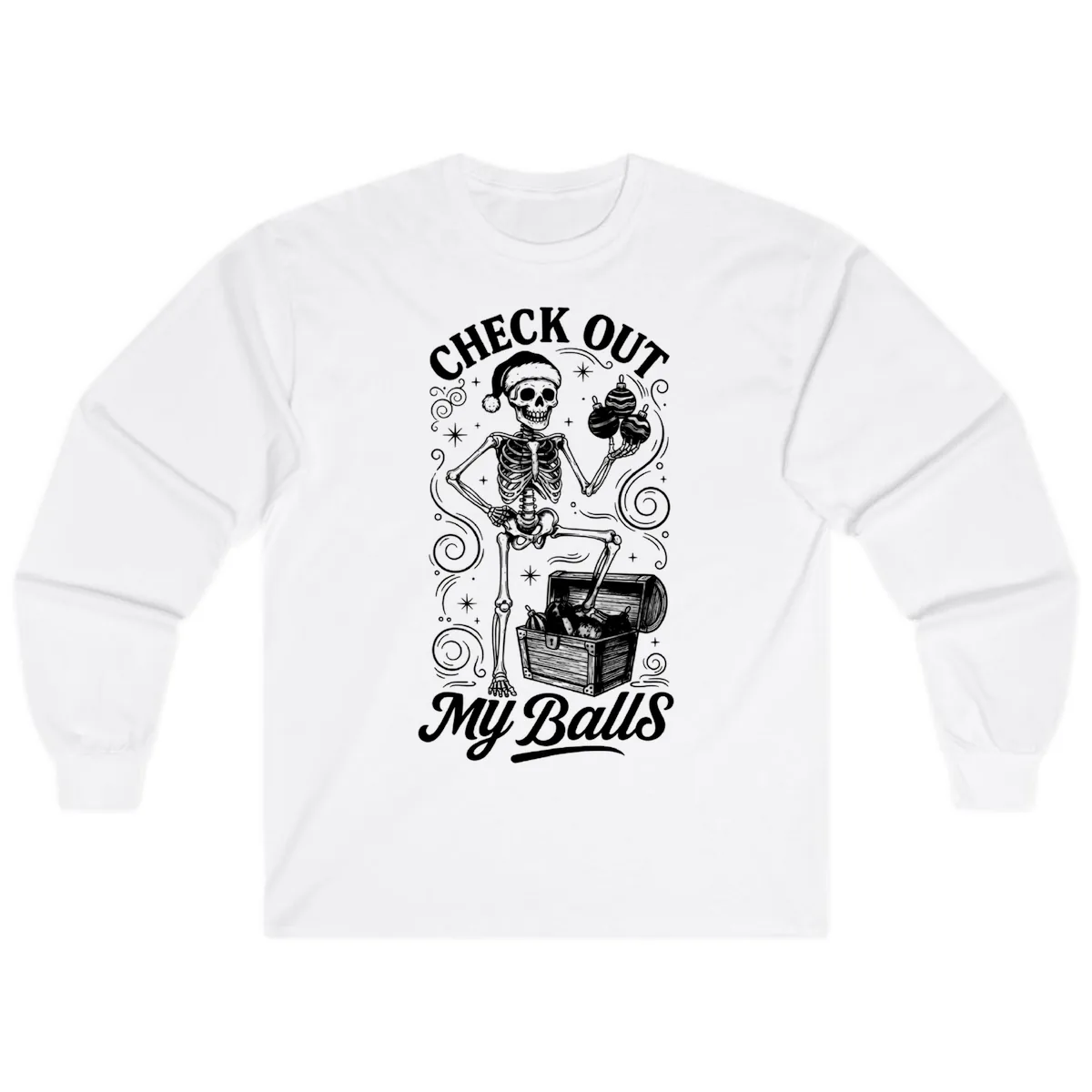 Skeleton Christmas Balls Long Sleeve in White