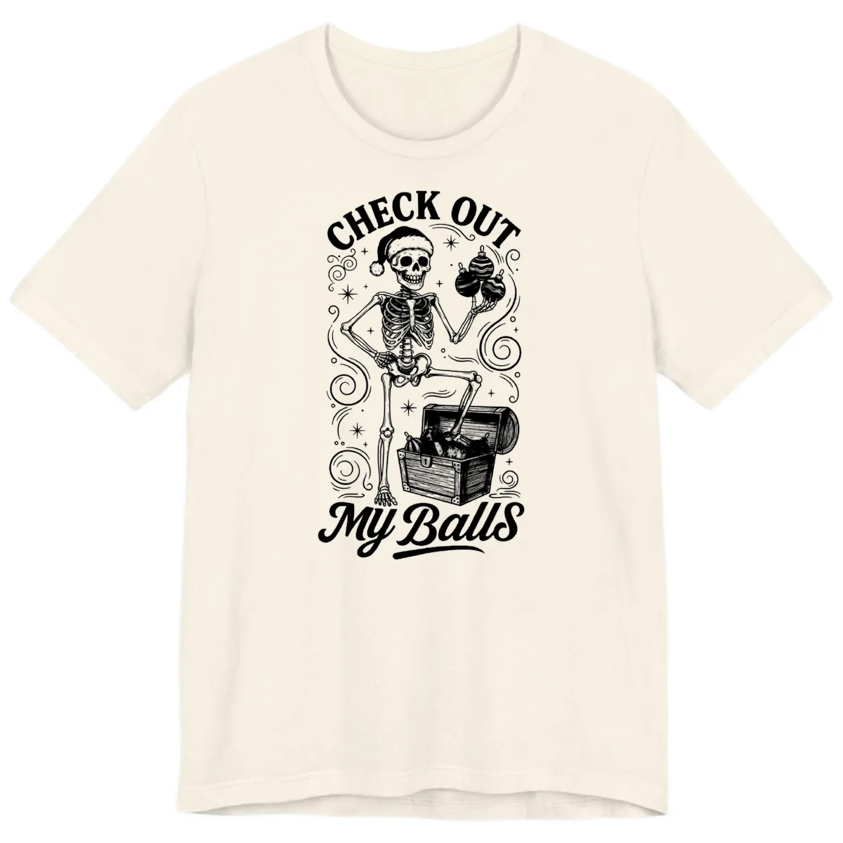 Skeleton Christmas Balls Premium T-Shirt in Natural