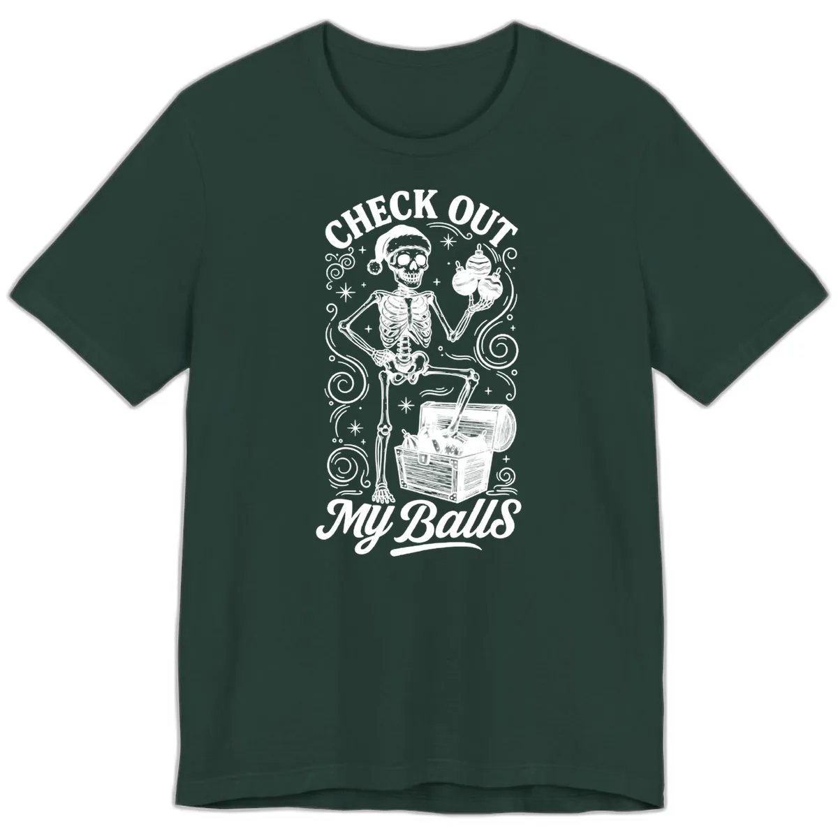 Skeleton Christmas Balls Premium T-Shirt in Forest