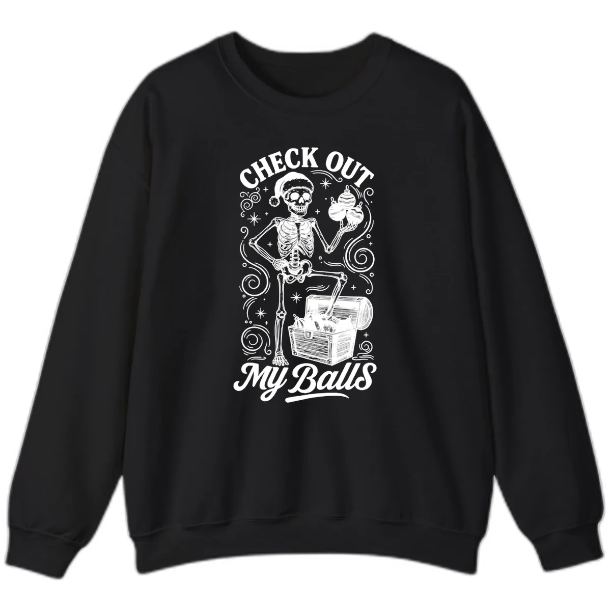 Skeleton Christmas Balls Sweatshirt in Black