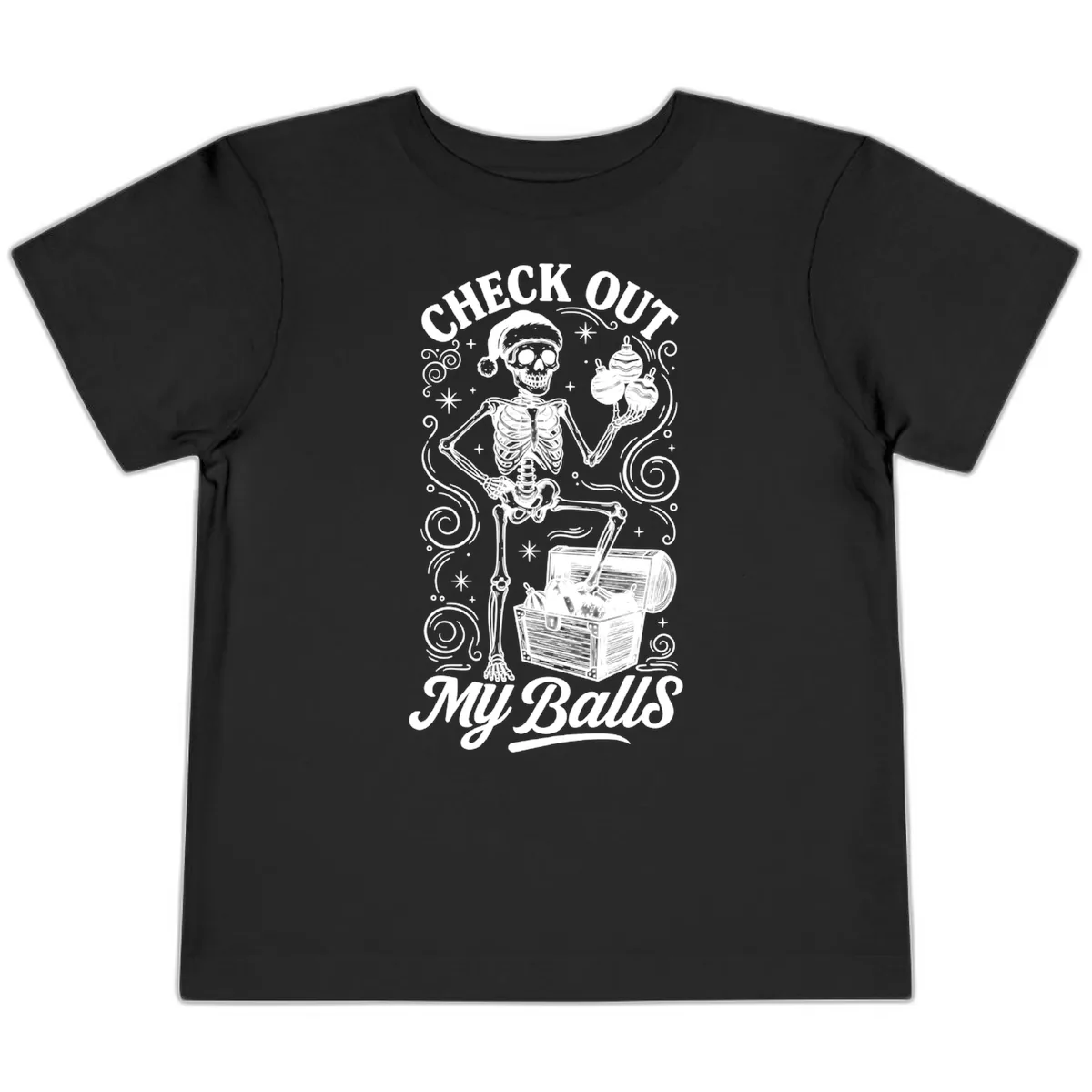 Skeleton Christmas Balls Toddler T-Shirt in Black