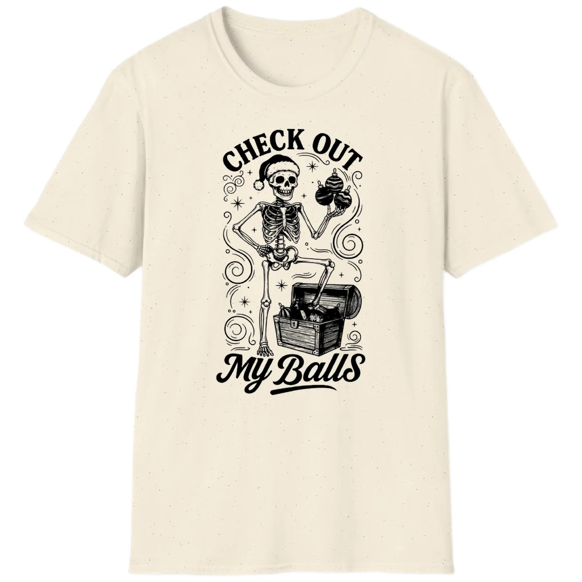 Skeleton Christmas Balls T-Shirt in Natural