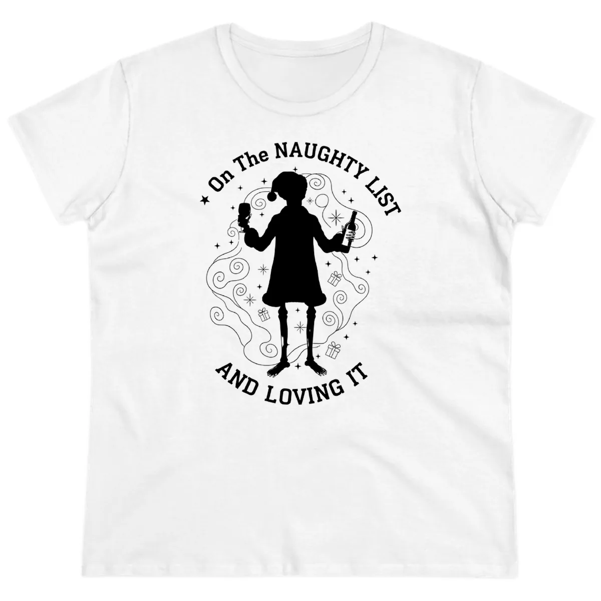 Naughty List And Loving It Ladies Tee in White