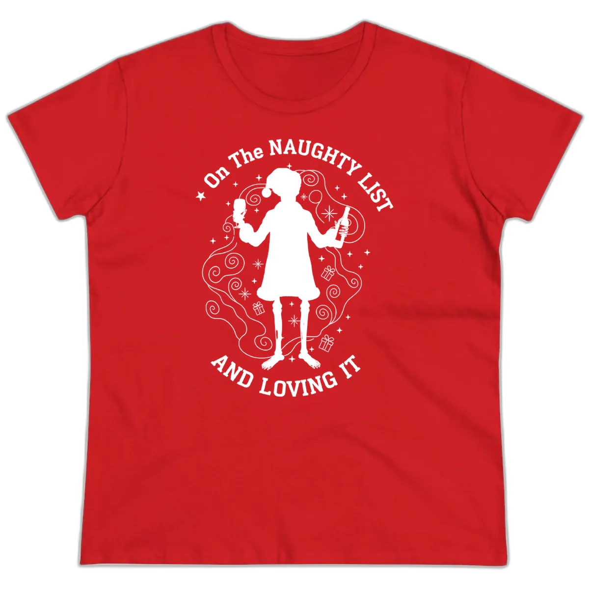 Naughty List And Loving It Ladies Tee in Red