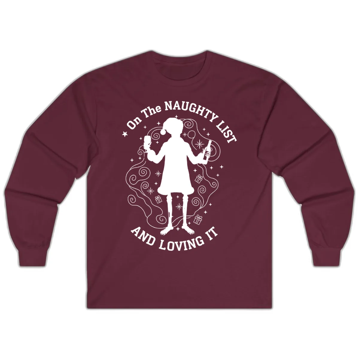 Naughty List And Loving It Long Sleeve in Maroon