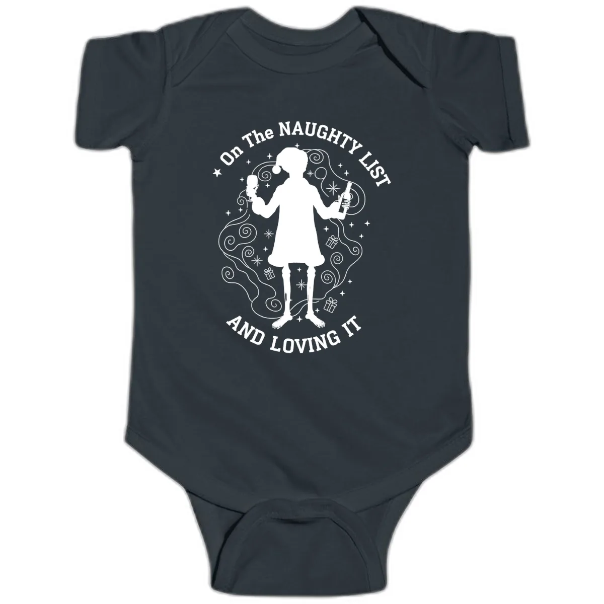Naughty List And Loving It Baby Onesie in Black