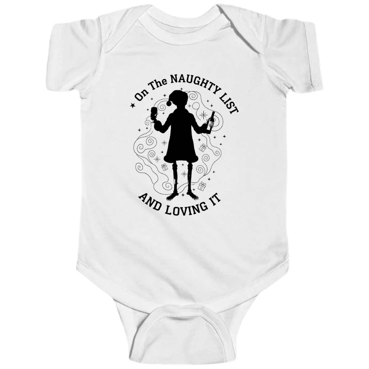 Naughty List And Loving It Baby Onesie in White
