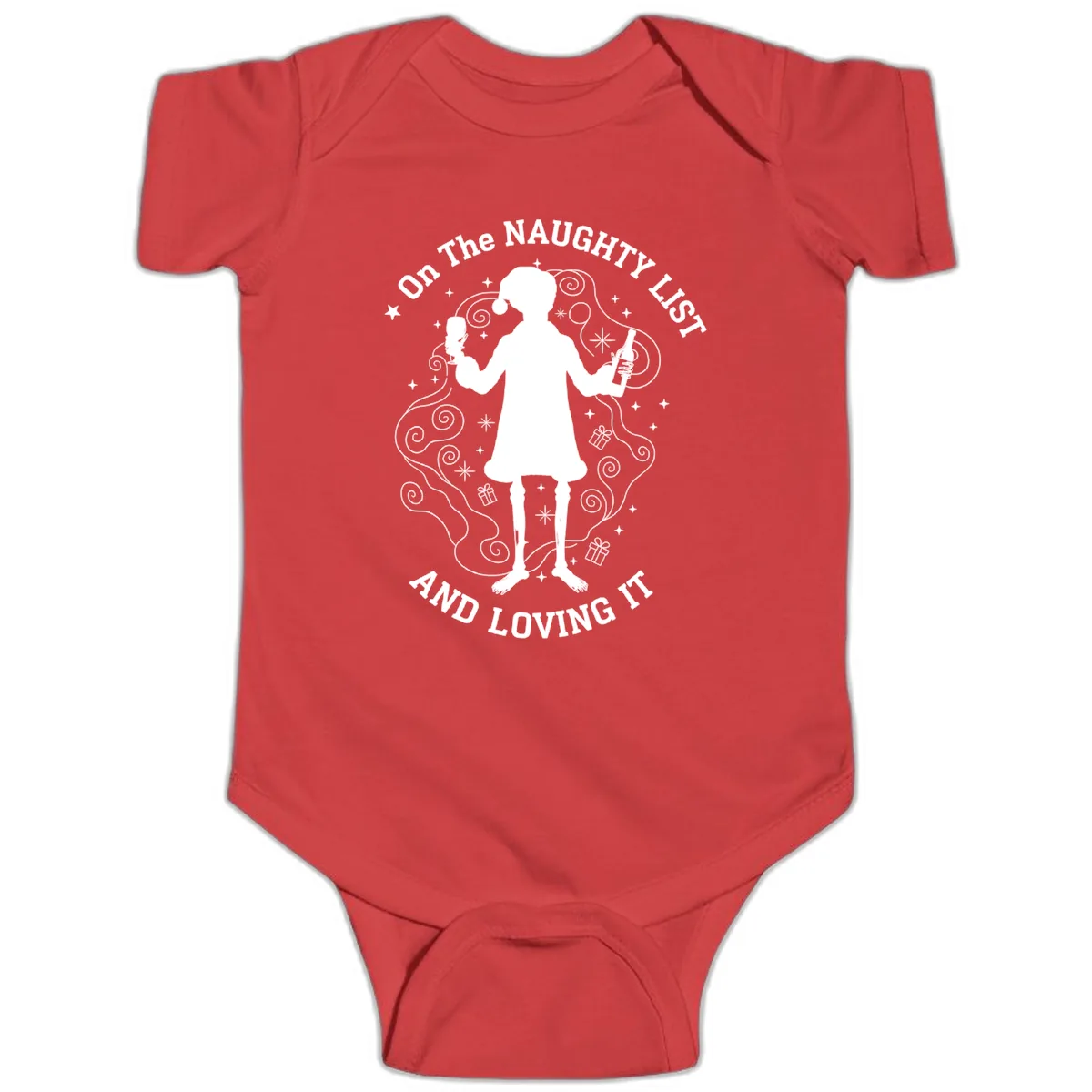 Naughty List And Loving It Baby Onesie in Red