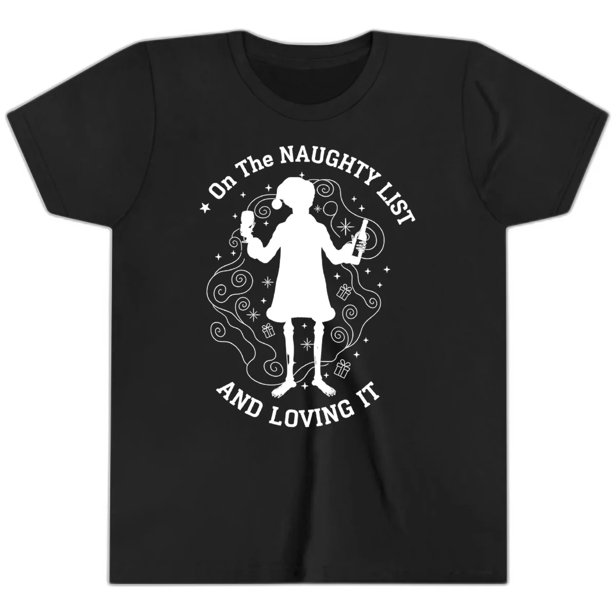 Naughty List And Loving It Youth T-Shirt in Black