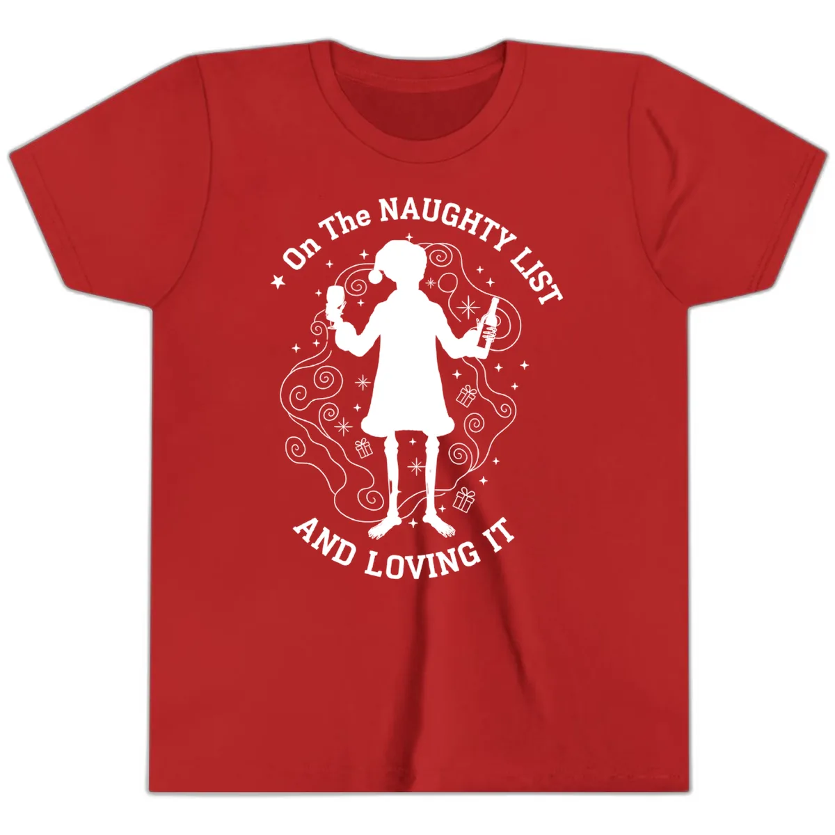 Naughty List And Loving It Youth T-Shirt in Red