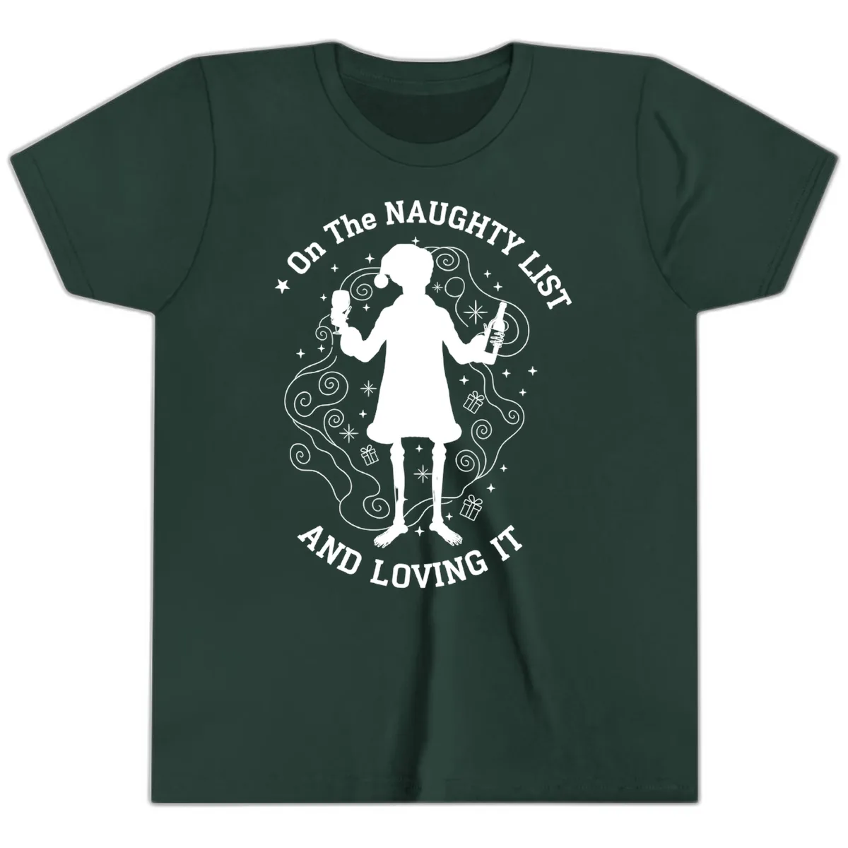 Naughty List And Loving It Youth T-Shirt in Forest