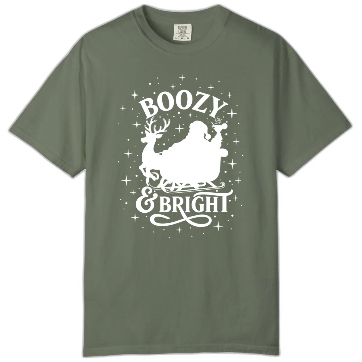 Boozy & Bright Christmas Design Comfort Color in Moss