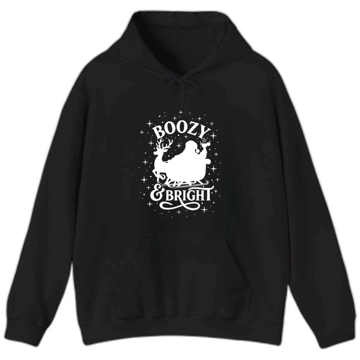 Boozy & Bright Christmas Design Hoodie in Black