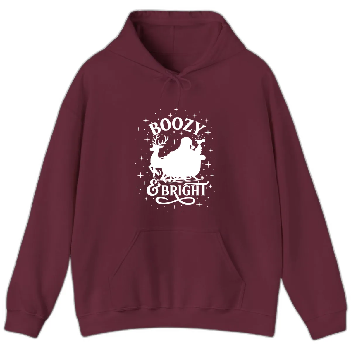 Boozy & Bright Christmas Design Hoodie in Maroon