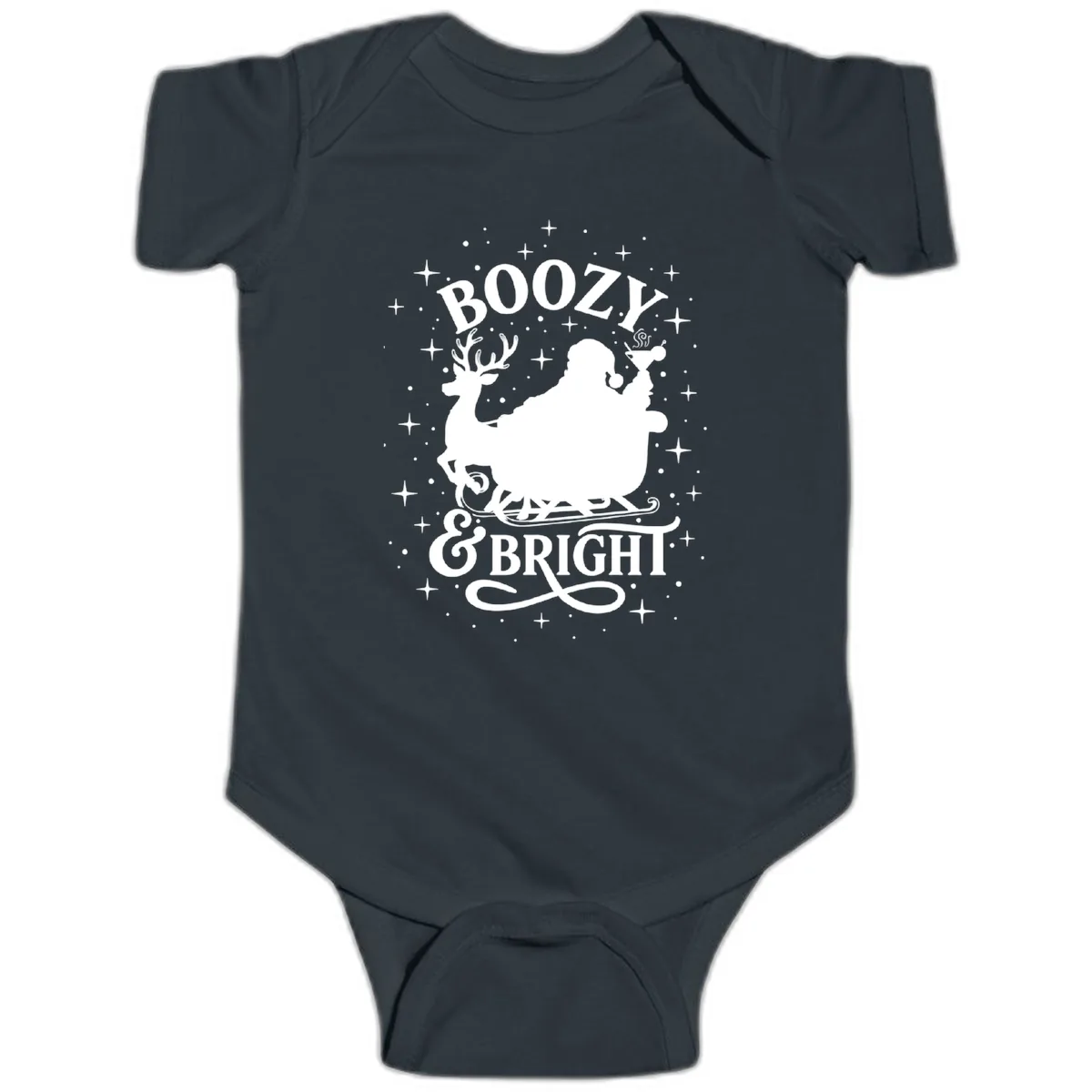 Boozy & Bright Christmas Design Baby Onesie in Black