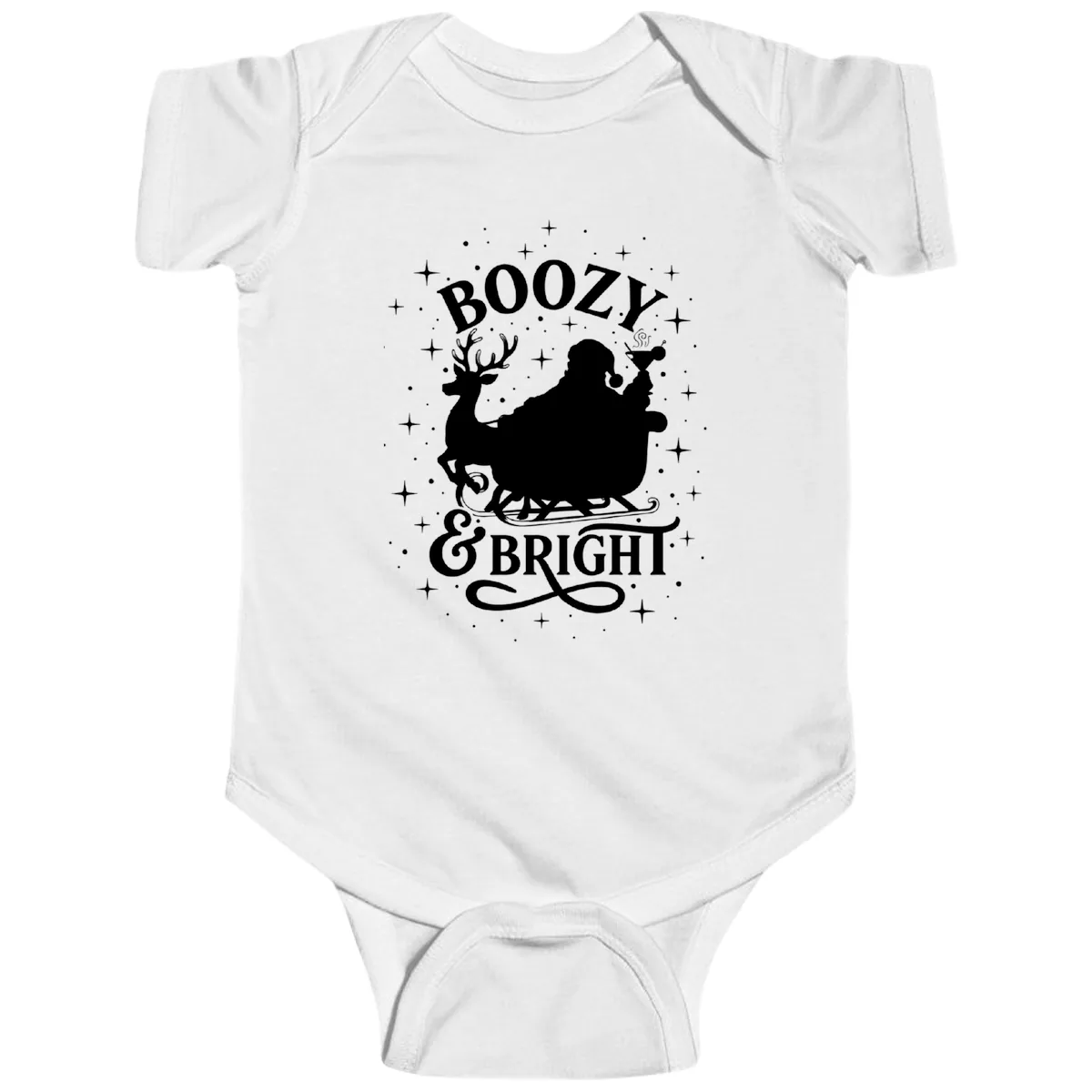 Boozy & Bright Christmas Design Baby Onesie in White