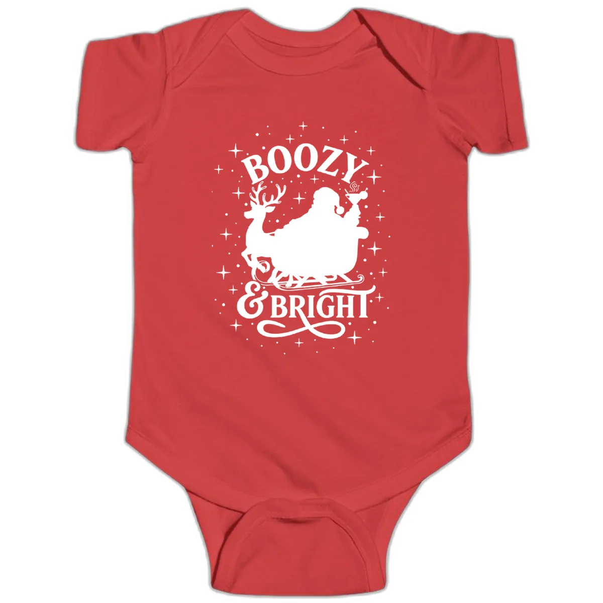 Boozy & Bright Christmas Design Baby Onesie in Red